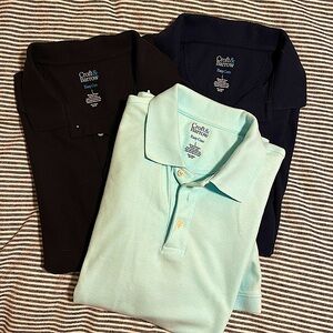 3 Polo Golf Short Sleeve Shirts - Large - black, navy, aqua